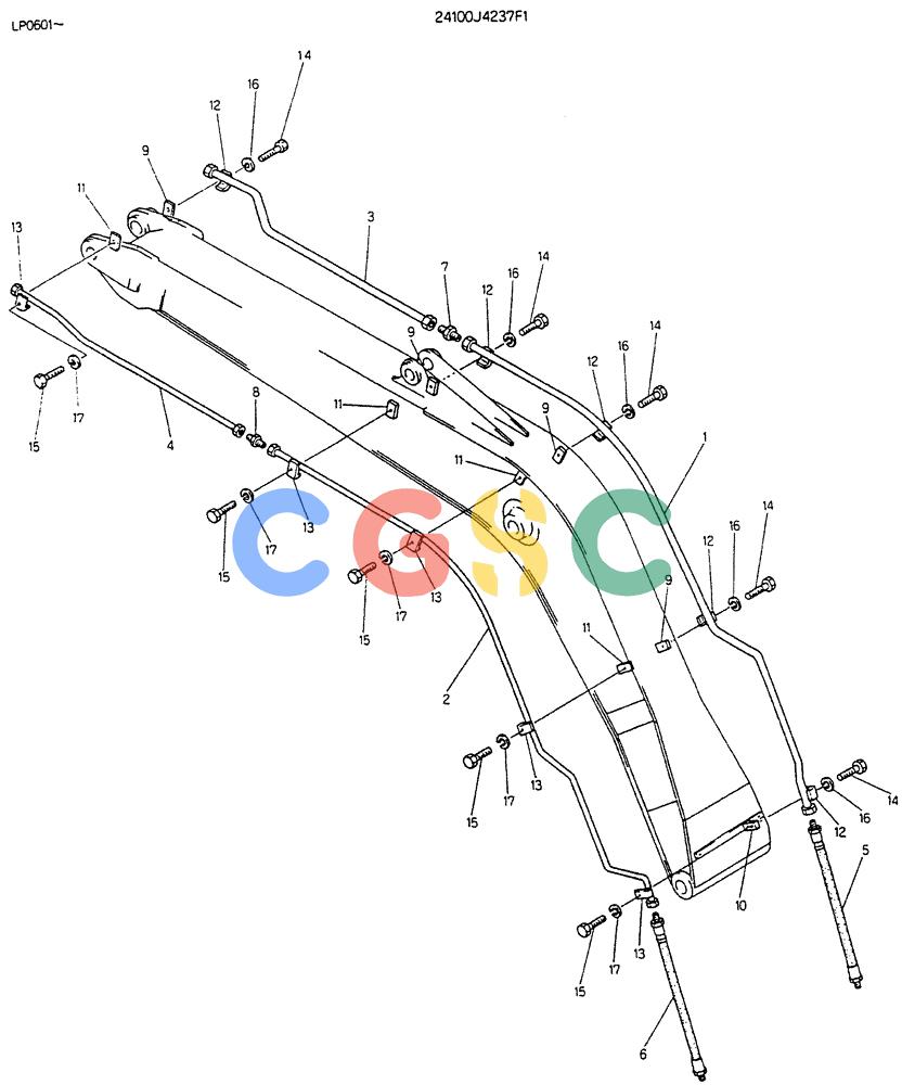 神钢零件查询(K905LC) - EXCAVATOR BTW YP0115 - YP0301 (1/85-12/03) (07-028) - INSTAL HYDR LINES BOOM Kobelco