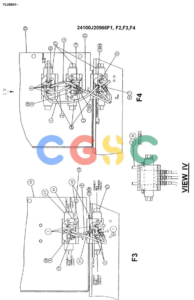 神钢零件查询(ED180) - BLADE RUNNER EXCAVATOR/DOZER ASN YLU0001 (1/99-12/01) (03-004[03]) - REWORK REMOTE CONTROL LINES (AUXILIARY/AUX & BREAKER) Kobelco