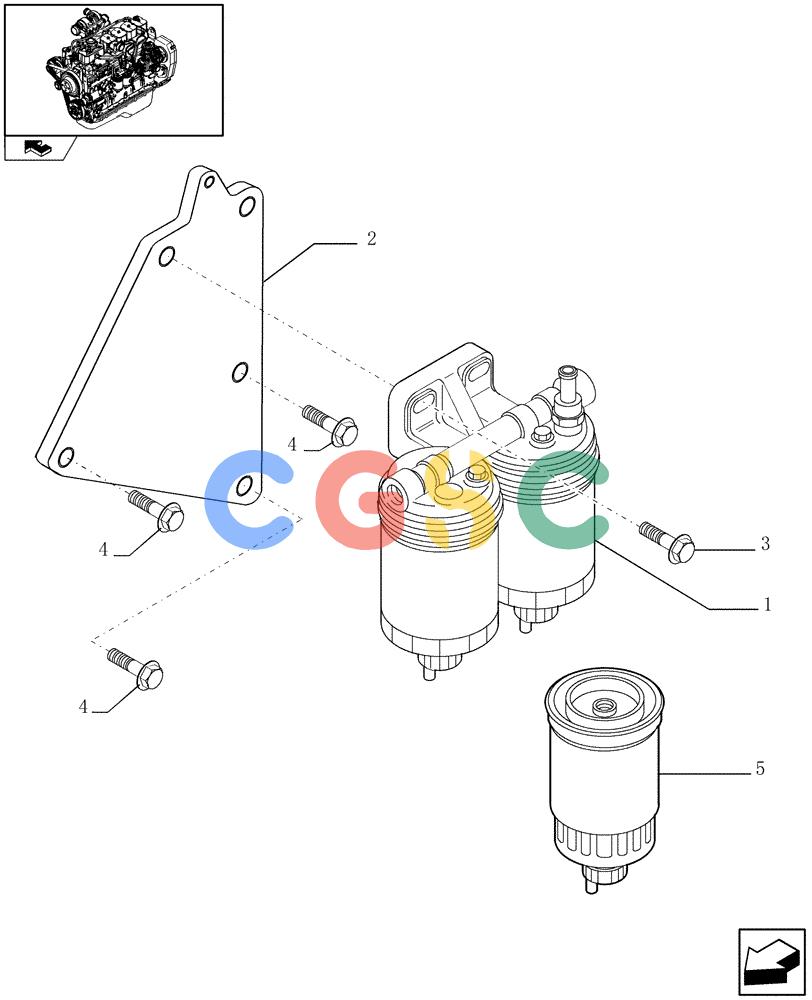 神钢零件查询(F4GE9684B J600) - ENGINE 504116859 - 87050849 (1/07-) (0.20.0) - FUEL FILTER (2852902) Kobelco