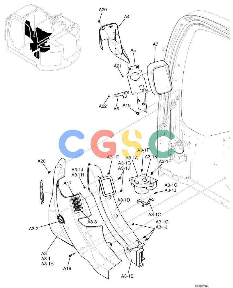 纽荷兰零件查询(E70BSR) - COMPACT CRAWLER EXCAVATOR BTW YT05-15001 - 18000 (NA) (4/08-) (02-59-00[01]) - INSTRUMENT PANEL ASSEMBLY (YT17M00024F1), PAGE 1 OF 3 New Holland Constructuion