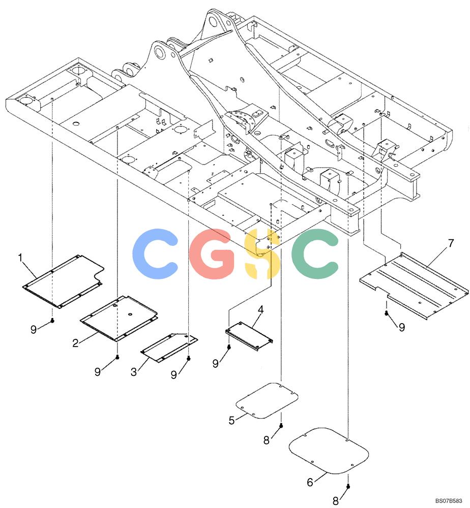 纽荷兰零件查询(E175B) - CRAWLER EXCAVATOR - TIER 3 (ROPS CAB) ASN NBDA17800 (6/13-) (01-049[00]) - COVER ASSEMBLY, UNDER (YM24C00006F1) New Holland Constructuion