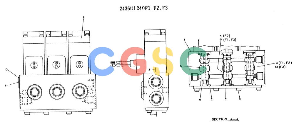 神钢零件查询(K909LC) - MARK II EXCAVATOR ASN LLU-0001 (1/87-12/03) (11-012) - VALVE ASSY, SOLENOID, 2436U1240 Kobelco