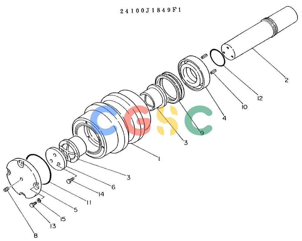 神钢零件查询(K935) - EXCAVATOR BTW L70106 - L70166, LU0067 (1/76-12/03) (08-013) - ROLLER ASSY, P/N 24100J1849F1 Kobelco