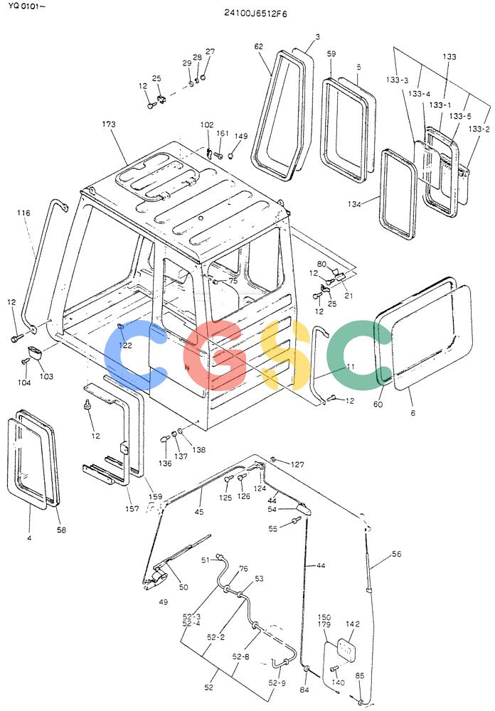 神钢零件查询(K907LC) - MARK II EXCAVATOR BTW YQ0101 - YQ0564 (1/87-12/03) (02-002[01]) - CAB ASSY Kobelco