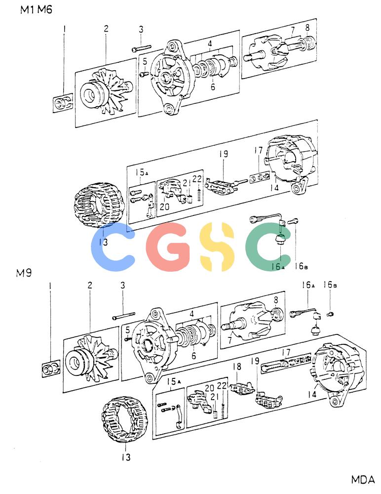 神钢零件查询(6D16-T) - MITSUBISHI DIESEL ENGINE - K907 & MD180LC (1/87-12/06) (04-009) - ALTERNATOR (INNER PARTS) Kobelco