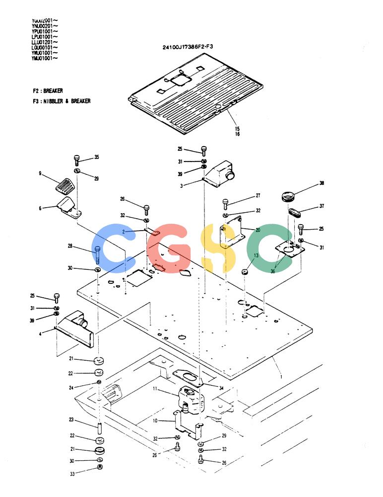 神钢零件查询(SK130LC) - EXCAVATOR BTW YPU1001 - YPU2000 (1/98-12/98) (02-007) - FLOOR PLATE ASSEMBLY Kobelco