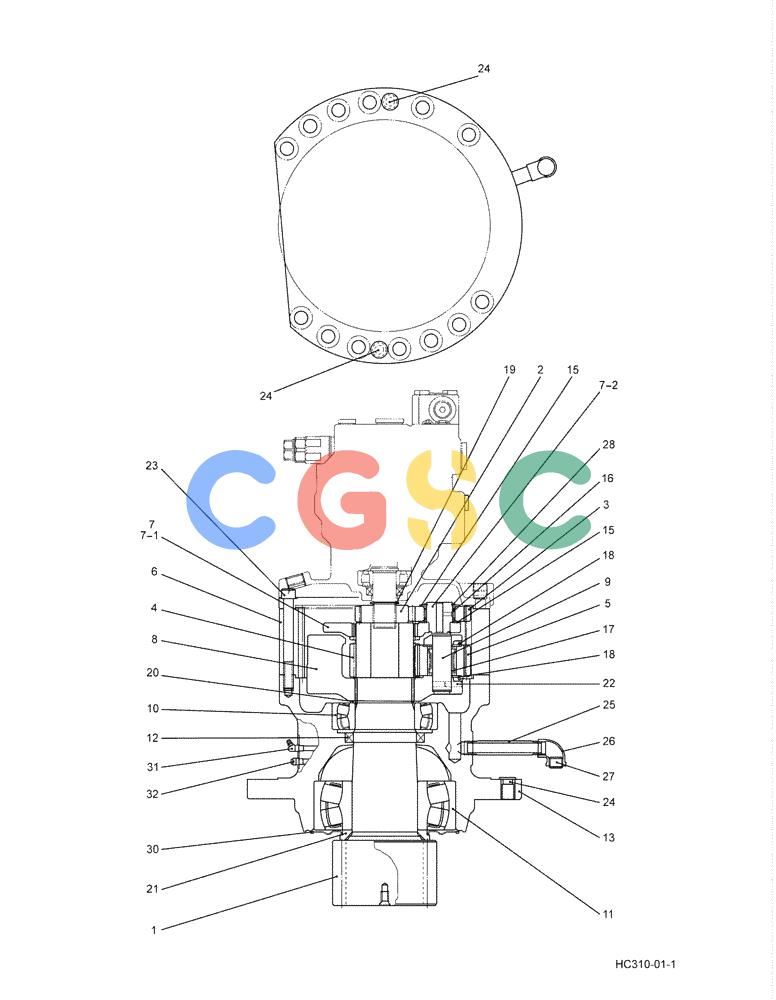 纽荷兰零件查询(E215B) - CRAWLER EXCAVATOR - TIER 3 (NA) - ASN N7DA21001 (1/07-) (8.011[00]) - REDUCTION ASSEMBLY (SWING) (YN32W00019F1) (HC310) New Holland Constructuion