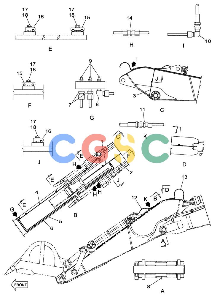 纽荷兰零件查询(E805) - CRAWLER EXCAVATOR TIER 3 (7/06-) (09-205-00[01]) - LUBRICATION CIRCUIT - DIPPER (4.40 M) New Holland Constructuion