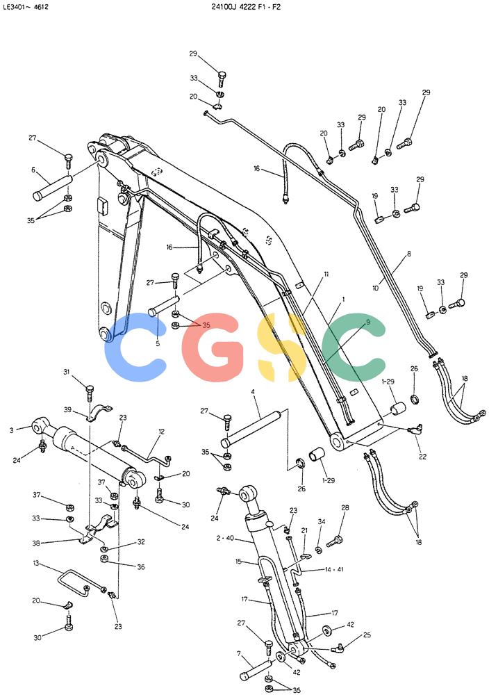 神钢零件查询(K903B) - EXCAVATOR ASN LE3401 (1/85-12/03) (09-020) - BOOM ASSY, 3.0M P/N 24100J4222F1, F2 Kobelco