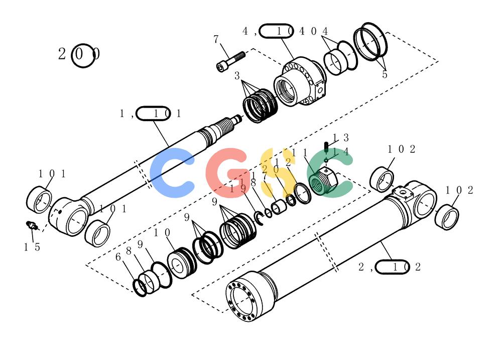 纽荷兰零件查询(EC215) - CRAWLER EXCAVATOR (11/99-) (24.032[001]) - STICK CYLINDER (S/N 721501-UP) New Holland Constructuion