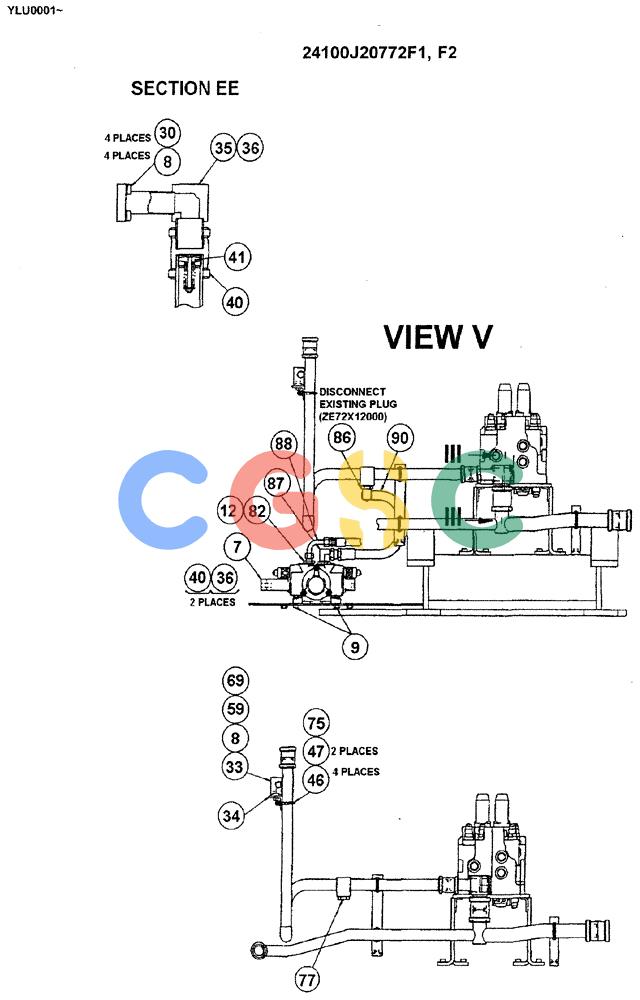 神钢零件查询(ED180) - BLADE RUNNER EXCAVATOR/DOZER ASN YLU0001 (1/99-12/01) (04-001[05]) - UPPER HYDRAULIC LINES Kobelco