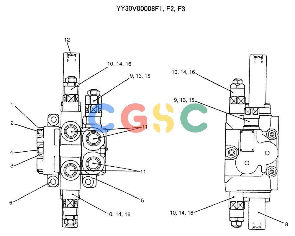 纽荷兰零件查询(E235SRLC) - CRAWLER EXCAVATOR BTW YU04-00837 - YU04-01417 (07-047) - VALVE ASSY, CONTROL (EXTRA, 2-PIECE BOOM) New Holland Constructuion