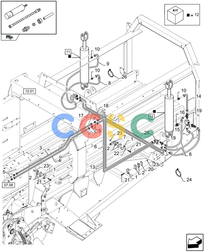 凯斯零件查询(LB433S) - BIG RECTANGULAR BALER (9/08-12/12) (07.09[01]) - DENSITY PRESSER SYSTEM, REAR Case Agriculture
