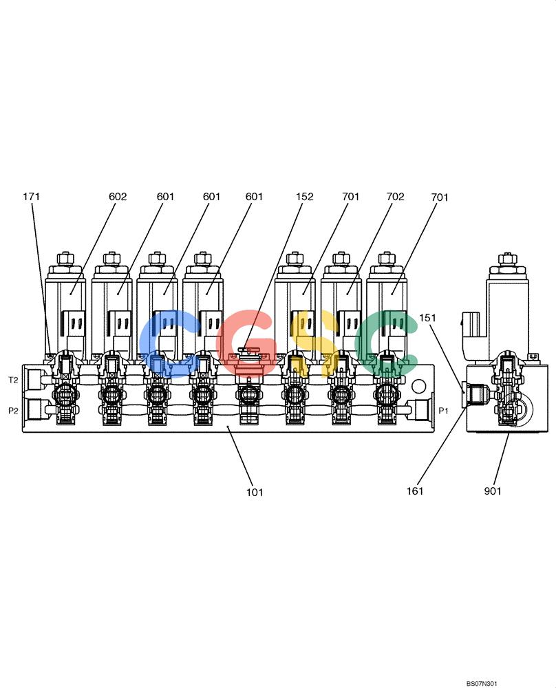 神钢零件查询(ED150) - BLADE RUNNER ACERA SR EXCAVATOR DOZER (TIER 3 ) ASN YL06-01201 (5/08-12/12) (08-16-00[00]) - VALVE ASSEMBLY, SOLENOID (BLOCK) (YY35V00013F1) Kobelco