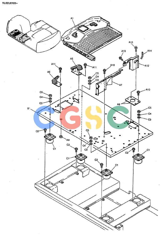 神钢零件查询(ED190LC) - BLADE RUNNER EXCAVATOR/DOZER BTW YL02U0101 - YL03U0135 (1/02-12/06) (01-041[01]) - PLATE GROUP, FLOOR (STD) Kobelco
