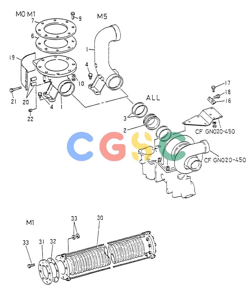 神钢零件查询(8DC9-T) - MITSUBISHI DIESEL ENGINE - K914 & K975 (1/79-12/06) (06-007) - EXHAUST PIPE 250-400C Kobelco