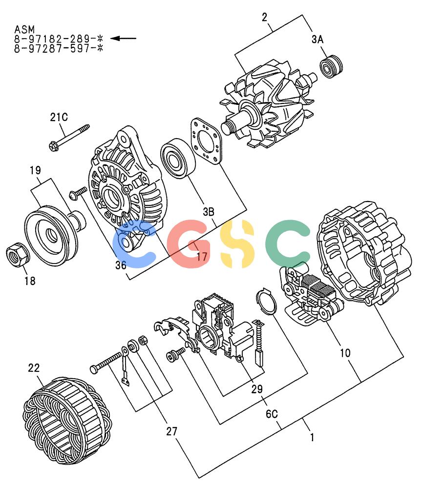 纽荷兰零件查询(E70SR) - MIDI CRAWLER EXCAVATOR ASN YT04-07175 (08-025) - GENERATOR New Holland Constructuion