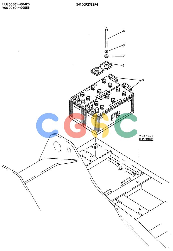 神钢零件查询(MD240C) - EXCAVATOR BTW LLU0301 - LLU0600 (1/80-12/06) (06-002) - BATTERY ASSY - 24100P2732F4 Kobelco