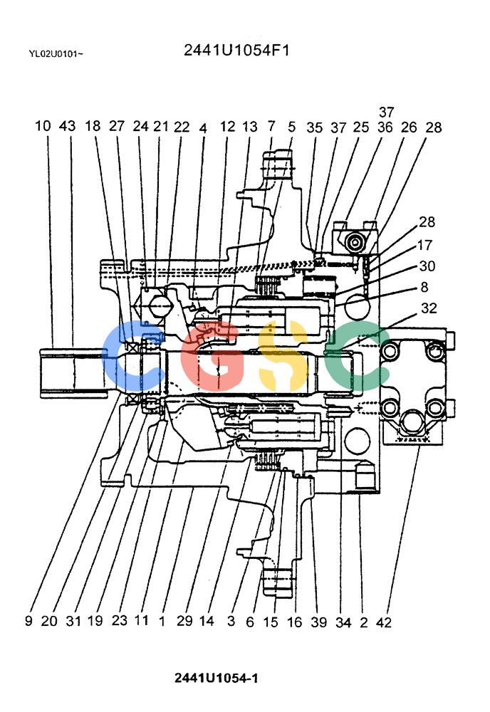 神钢零件查询(ED190LC) - BLADE RUNNER EXCAVATOR/DOZER BTW YL02U0101 - YL03U0135 (1/02-12/06) (06-009[01]) - MOTOR ASSY (PROPELLING) Kobelco