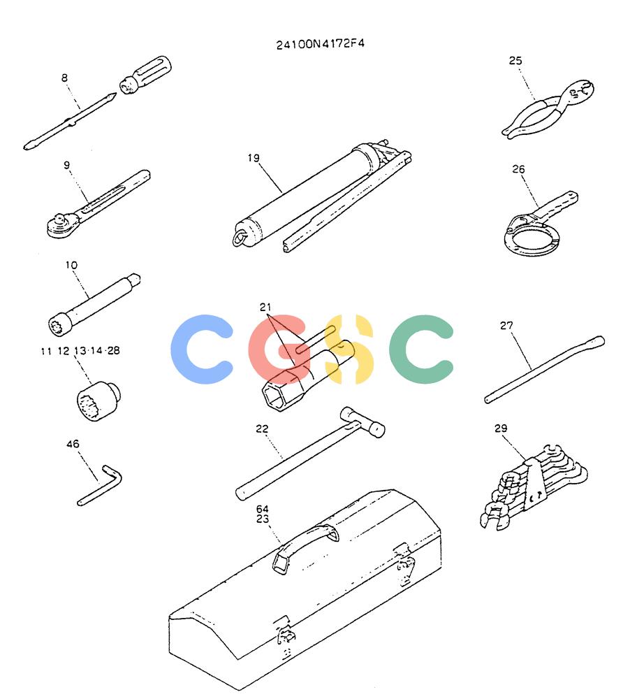 神钢零件查询(K905LC) - MARK II EXCAVATOR BTW YP1001 - YP1281. (4/89-12/03) (10-002) - TOOL ASSY Kobelco