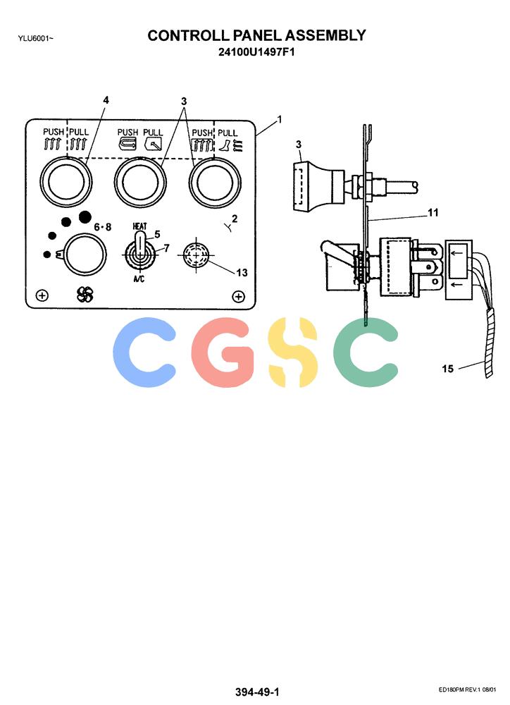 神钢零件查询(ED180) - BLADE RUNNER EXCAVATOR/DOZER ASN YLU0001 (1/99-12/01) (05-014) - CONTROL PANEL ASSEMBLY Kobelco