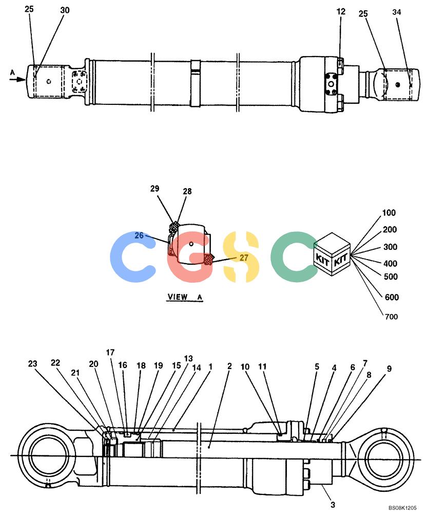 神钢零件查询(SK160LC-6E) - DYNAMIC ACERA EXCAVATOR 08/2004 ASN YM03U0523 (8/04-12/07) (07-022) - CYLINDER BUCKET, HYDRAULIC, (YM01V00009F4) Kobelco
