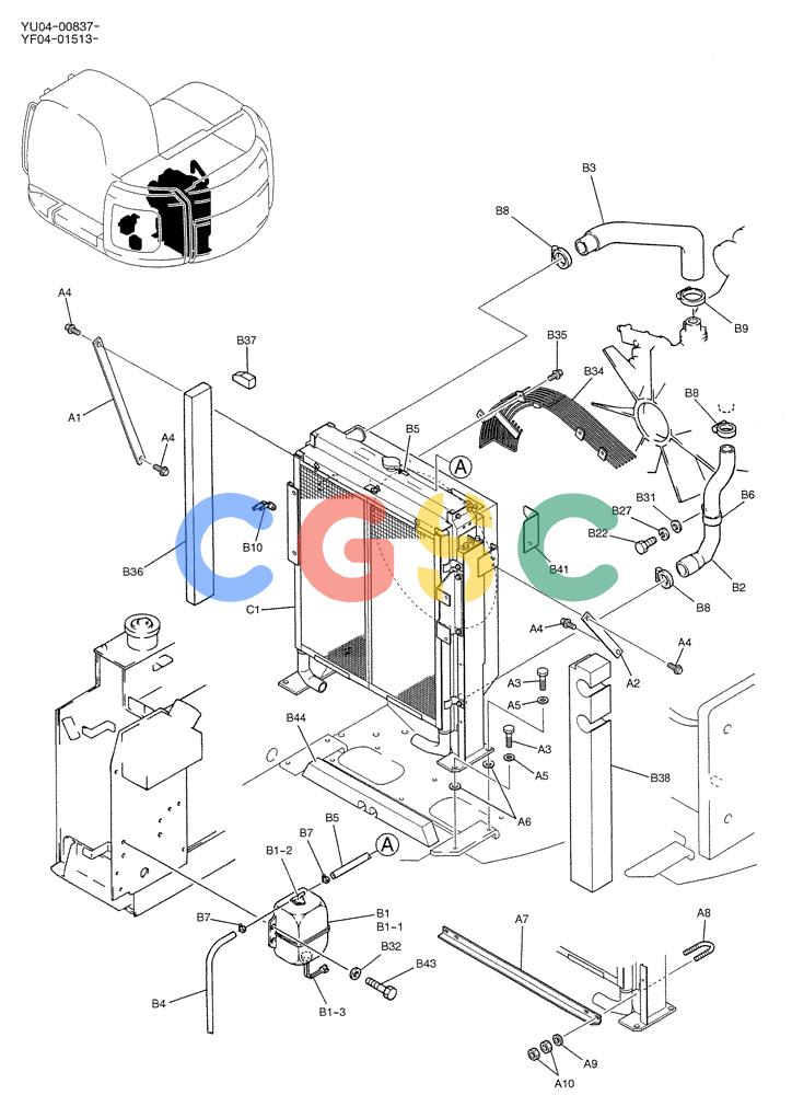 纽荷兰零件查询(E235SRLC) - CRAWLER EXCAVATOR BTW YU04-00837 - YU04-01417 (01-005[01]) - RADIATOR INSTAL New Holland Constructuion