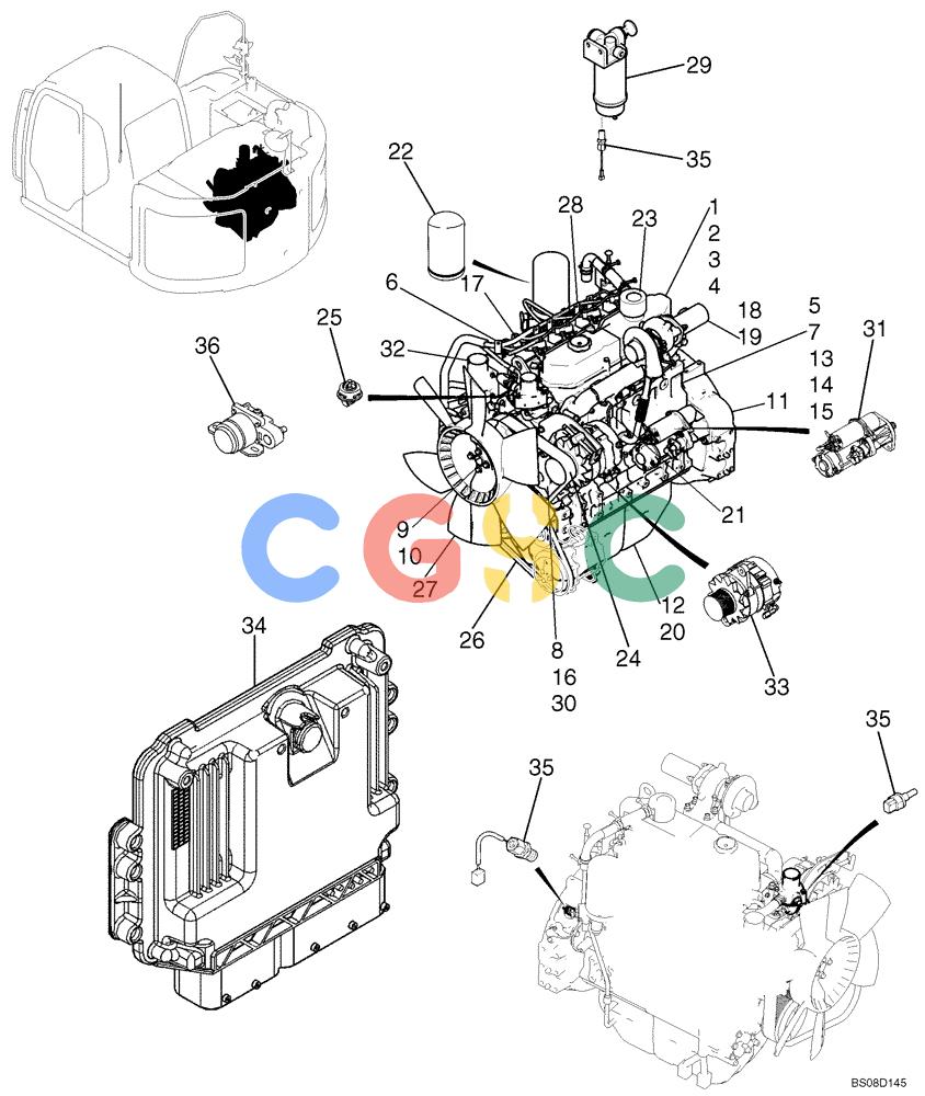 神钢零件查询(ED150) - BLADE RUNNER ACERA SR EXCAVATOR DOZER (TIER 3 ) ASN YL06-01201 (5/08-12/12) (09-00[00]) - ENGINE ASSEMBLY (YY02P00016F1) Kobelco
