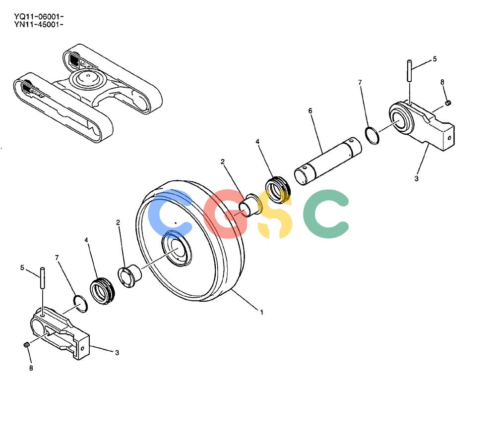 神钢零件查询(200-8) - EXCAVATOR S/N YN11-45001 - (1/06-12/09) (356-01-1) - IDLER ASSY Kobelco