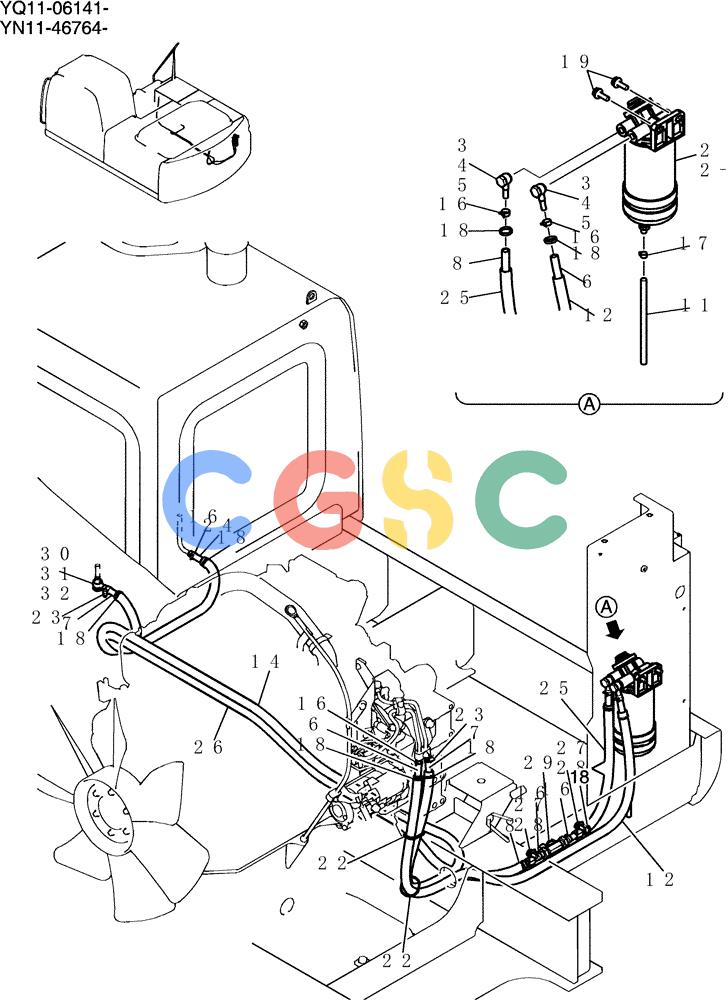 神钢零件查询(200-8) - EXCAVATOR S/N YN11-45001 - (1/06-12/09) (052-01A-1) - FUEL LINES Kobelco