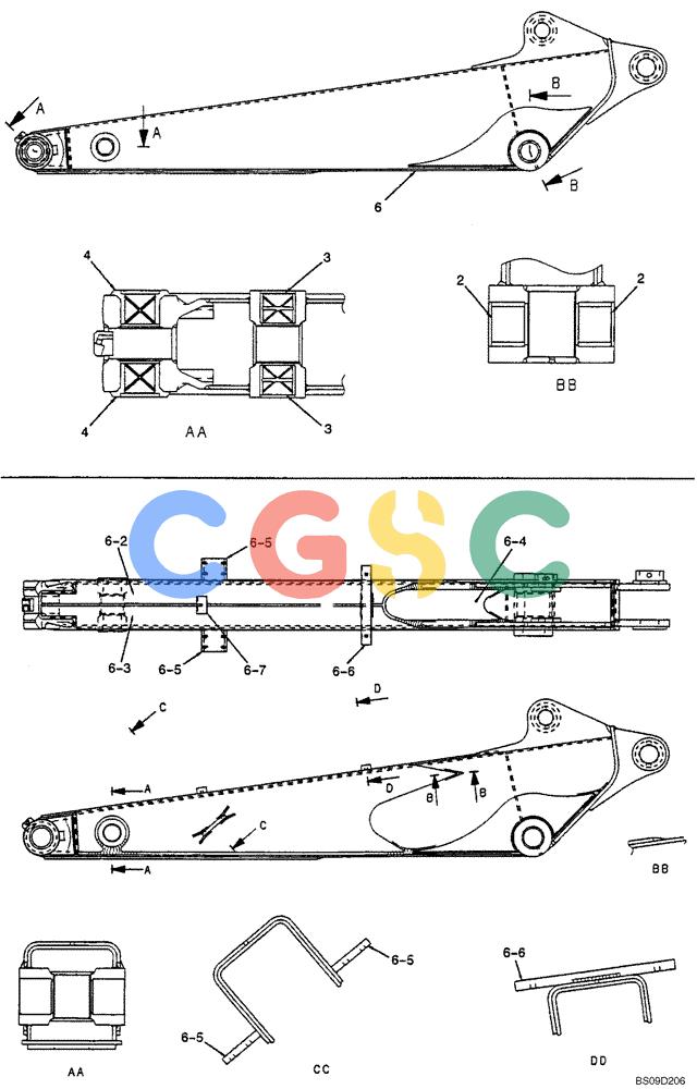 神钢零件查询(NIBBLER) - & BREAKER - SK70SR-1E SHORT RADIUS EXCAVATOR ASN YT02-04001 (4/03-12/04) (06-105[00]) - ARM, 1.65M (5FT 5IN) (EXTRA, NIBBLER & BREAKER), (YT12B00088F3) Kobelco