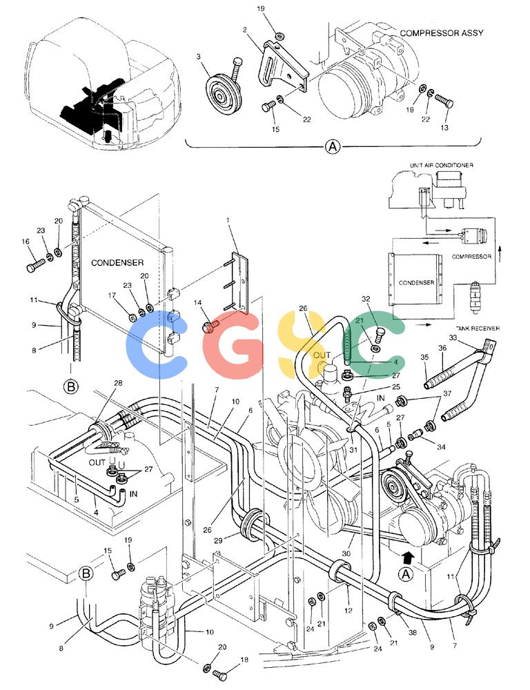 纽荷兰零件查询(E70) - MIDI CRAWLER EXCAVATOR (NA) (1/06-) (066) - CONDITIONER, AIR New Holland Constructuion
