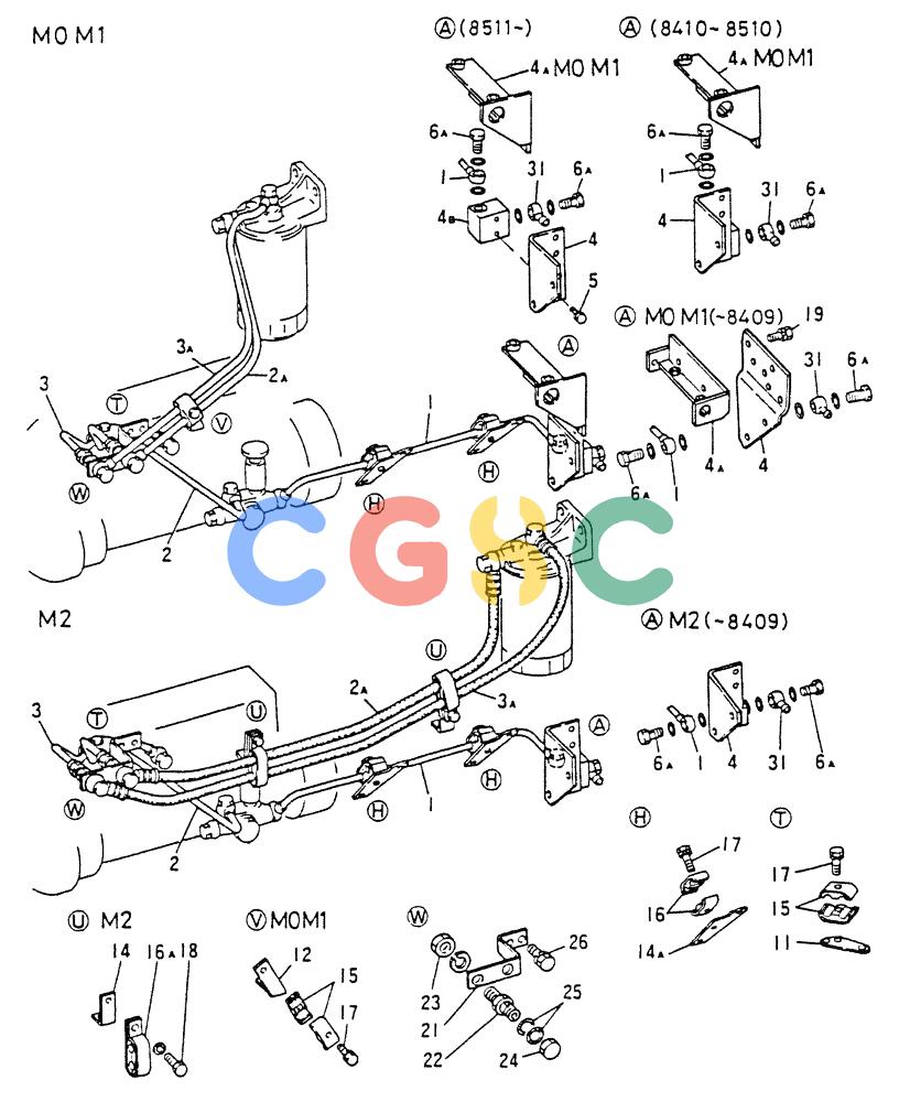 神钢零件查询(8DC9-T) - MITSUBISHI DIESEL ENGINE - K914 & K975 (1/79-12/06) (03-014[01]) - FUEL HOSE Kobelco