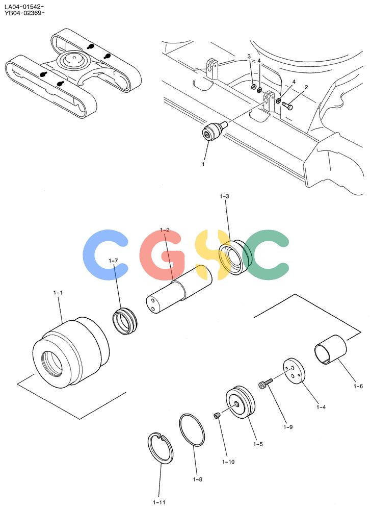 纽荷兰零件查询(E200SRLC) - CRAWLER EXCAVATOR BTW LA04-01506 - LA04-01625 (02-013) - ROLLER ASSY, UPP New Holland Constructuion