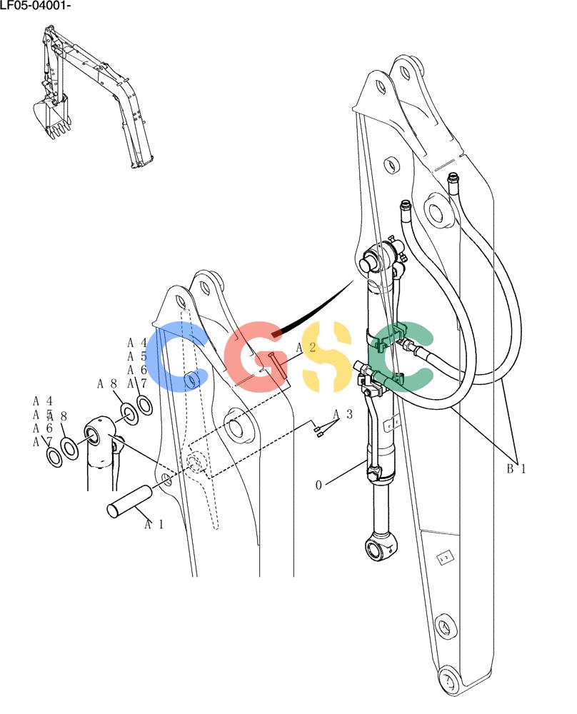 纽荷兰零件查询(E80BMSR) - CRAWLER EXCAVATOR ASN LF05-04001 - (N8TA18060) (874-01-1[1]) - CYLINDER ASSY, BUCKET New Holland Constructuion