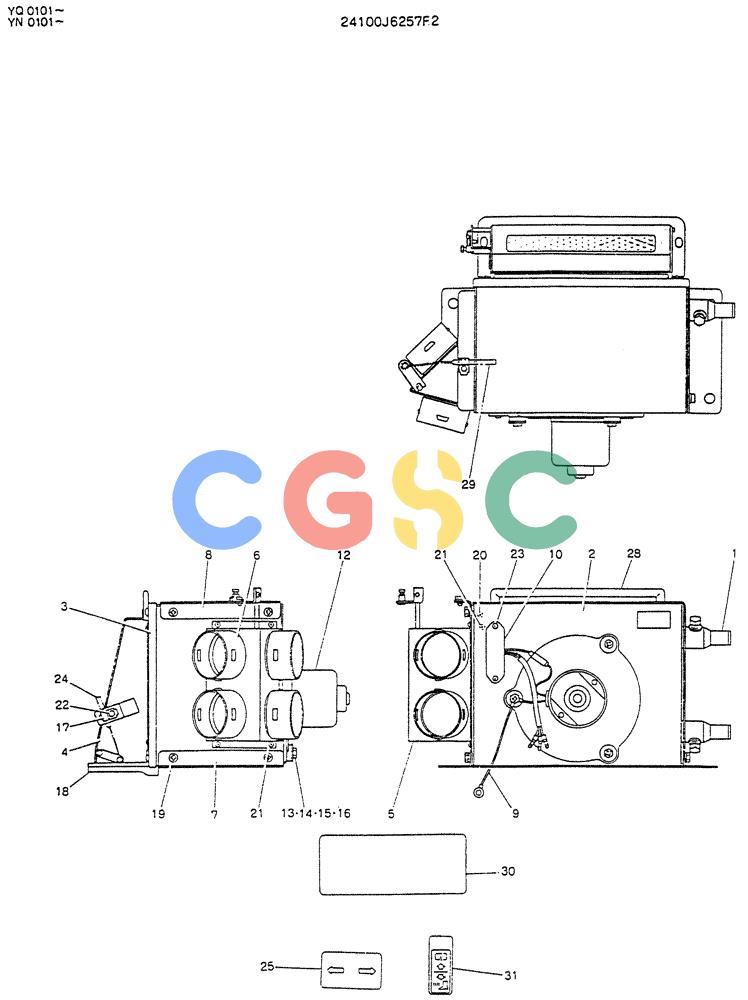 神钢零件查询(K907LC) - MARK II EXCAVATOR BTW YQ0101 - YQ0564 (1/87-12/03) (05-014) - HEATER ASSY Kobelco