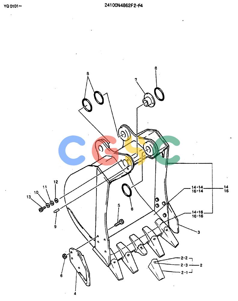 神钢零件查询(MD200BLC) - EXCAVATOR BTW YQ0101 - YQ0564 (1/80-12/06) (07-003) - BUCKET ASSY, 0.7M³ (0.92CU YD) Kobelco