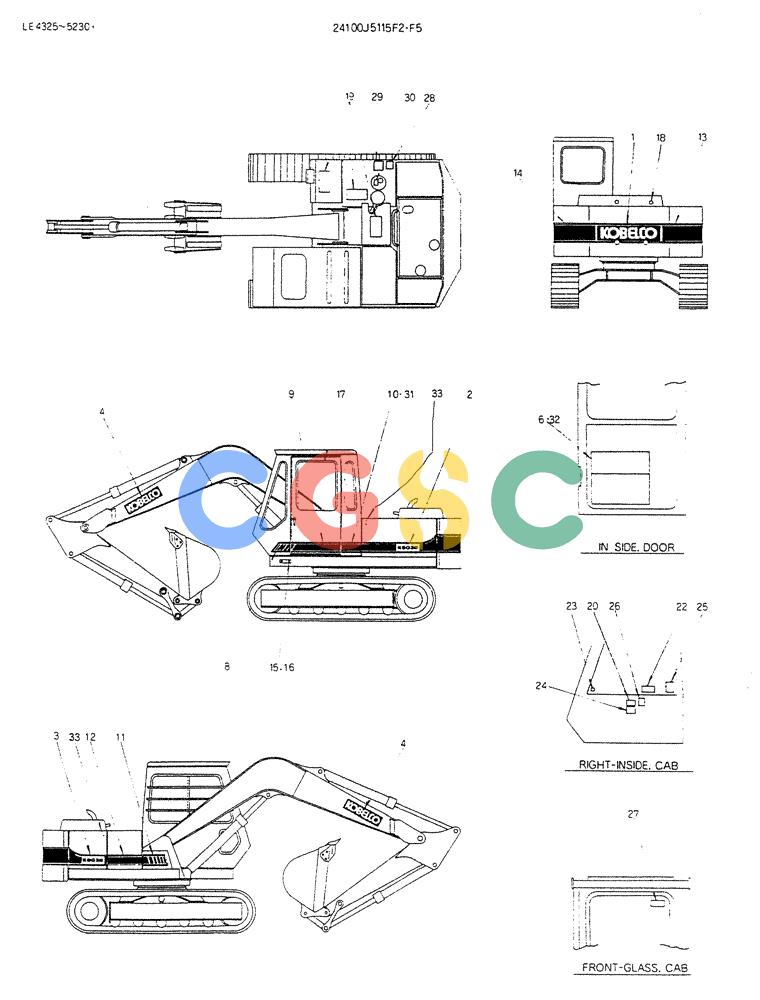 神钢零件查询(K903B) - EXCAVATOR ASN LE3401 (1/85-12/03) (12-012) - LABEL, NAME-PLATE P/N 24100J5115F2,F5 Kobelco