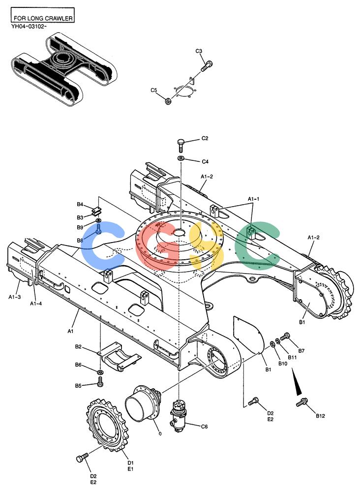 纽荷兰零件查询(E135SR) - CRAWLER EXCAVATOR ASN YY04-06254 (02-003) - LOW GROUP (FOR LONG CRAWLER) New Holland Constructuion