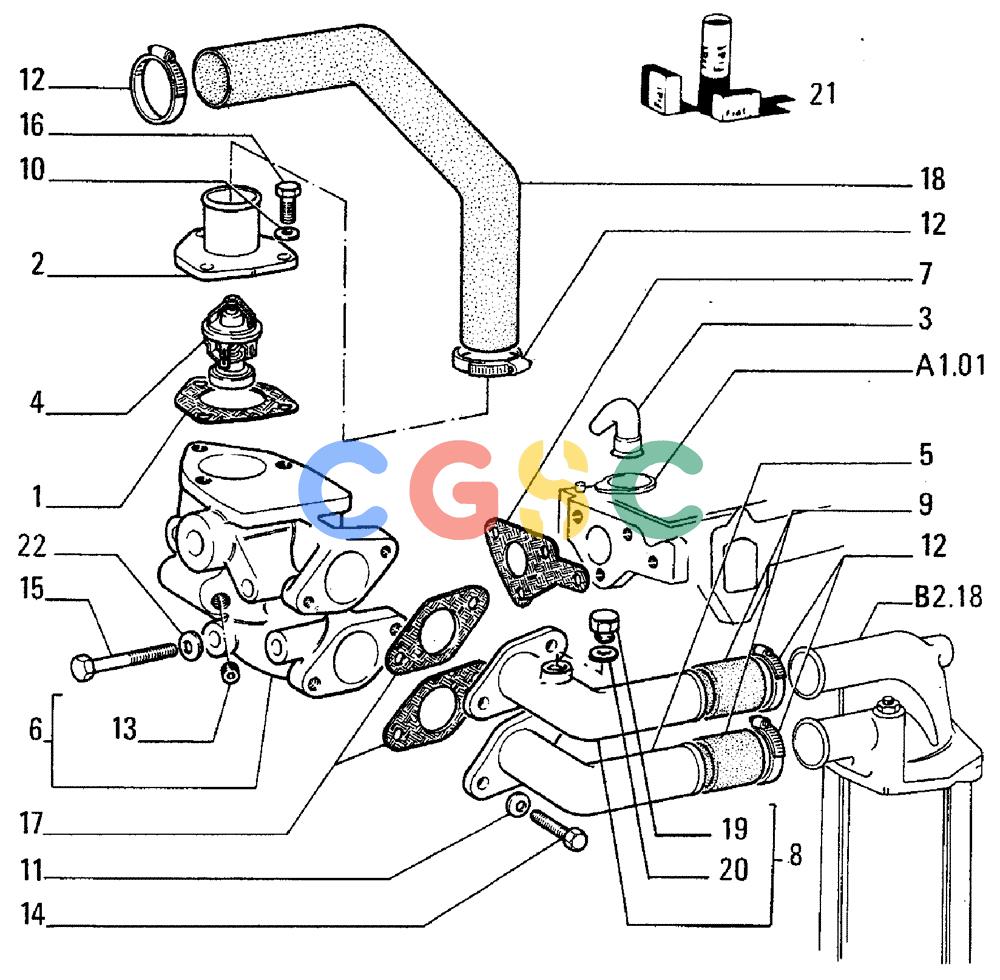 纽荷兰零件查询(FL5B) - CRAWLER LOADER (A4.02[001]) - WATER PUMP AND LINES New Holland Constructuion