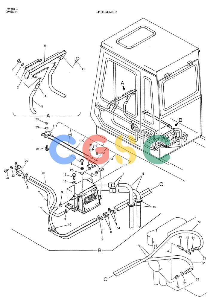 神钢零件查询(K904DL) - EXCAVATOR ASN LX1201 (1/84-12/03) (08-023) - HEATER AND DEFROSTER Kobelco