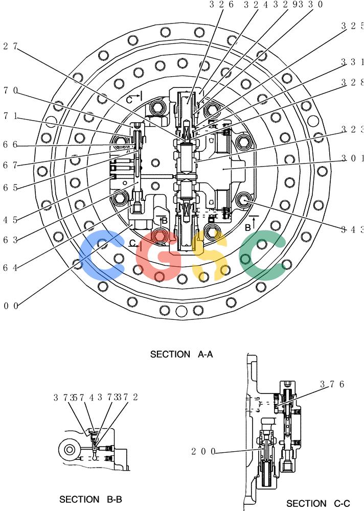 神钢零件查询(200-8) - EXCAVATOR S/N YN11-45001 - (1/06-12/09) (HC370-01-2[2]) - MOTOR ASSY (PROPELLING) Kobelco