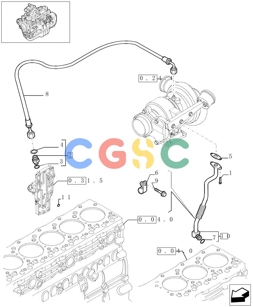 神钢零件查询(F4GE9684C J600) - ENGINE 504124795 - 920019900 (1/13-) (0.30.5[01]) - PIPING - ENGINE OIL (504019901) Kobelco