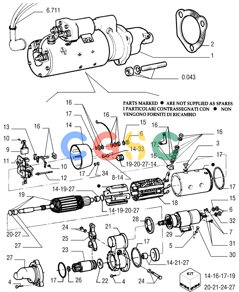 纽荷兰零件查询(FD255) - CRAWLER DOZER (N.A. VERSION) (7/95-) (0.360[01]) - STARTER MOTOR - COMPONENTS New Holland Constructuion