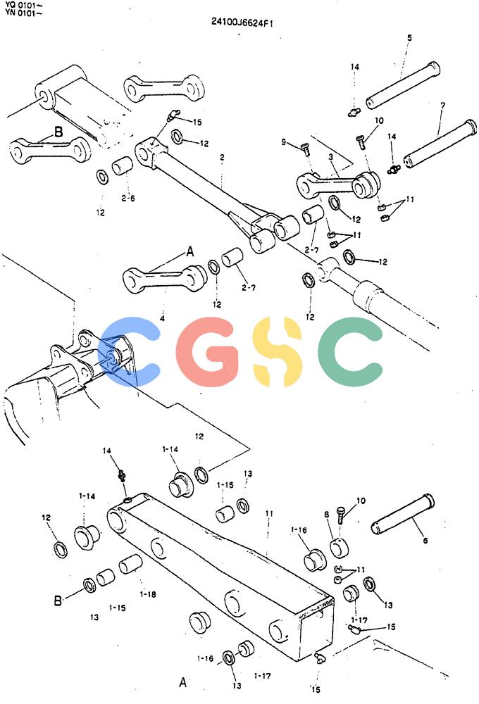 神钢零件查询(MD200BLC) - EXCAVATOR BTW YQ0101 - YQ0564 (1/80-12/06) (08-009) - ARM ASSY, EXTENSION Kobelco