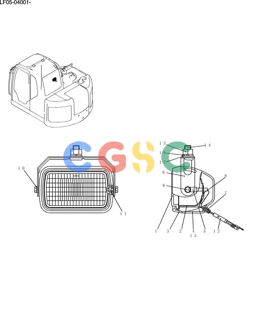 纽荷兰零件查询(E80BMSR) - CRAWLER EXCAVATOR ASN LF05-04001 - (N8TA18060) (305-01[1]) - LIGHT ASSY New Holland Constructuion