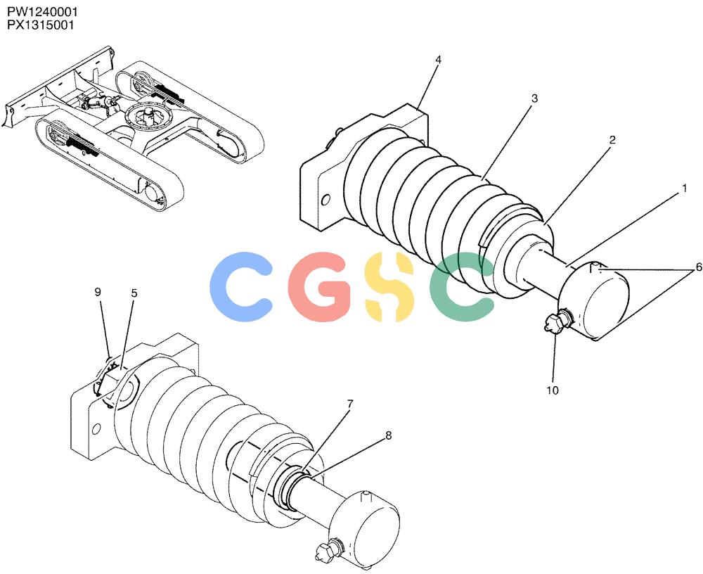 纽荷兰零件查询(E35SR) - COMPACT CRAWLER EXCAVATOR ASN PX13-15001 (N6TN61732) (NA) (1/06-) (02-005) - IDLER ADJUST ASSY New Holland Constructuion