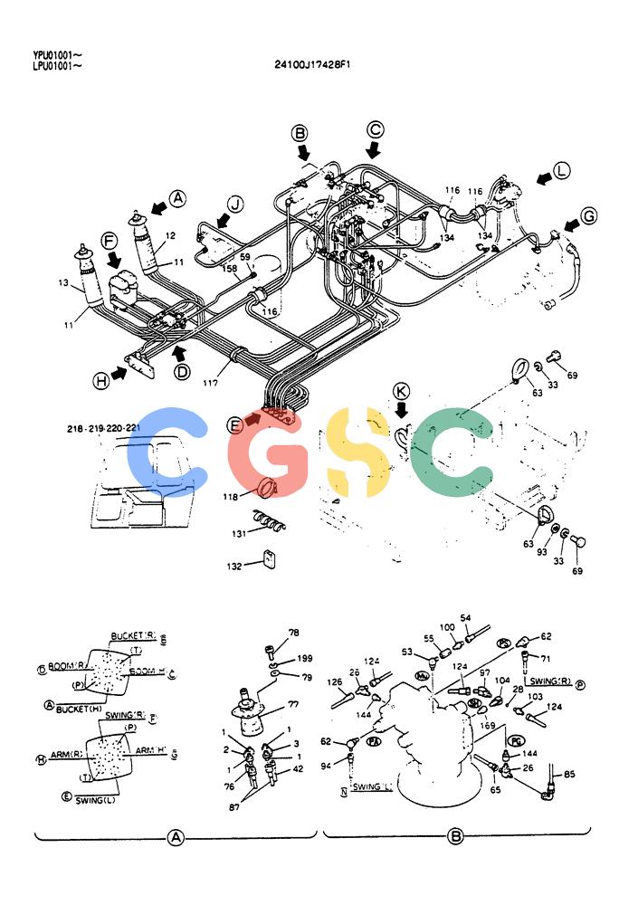 神钢零件查询(SK130LC) - EXCAVATOR BTW YPU1001 - YPU2000 (1/98-12/98) (03-007[01]) - WRIST CONTROL & PILOT LINE GROUP, NIBBLER & BREAKER (BOOM & ARM SAFETY) (CONTROL LINE, REMOTE) Kobelco