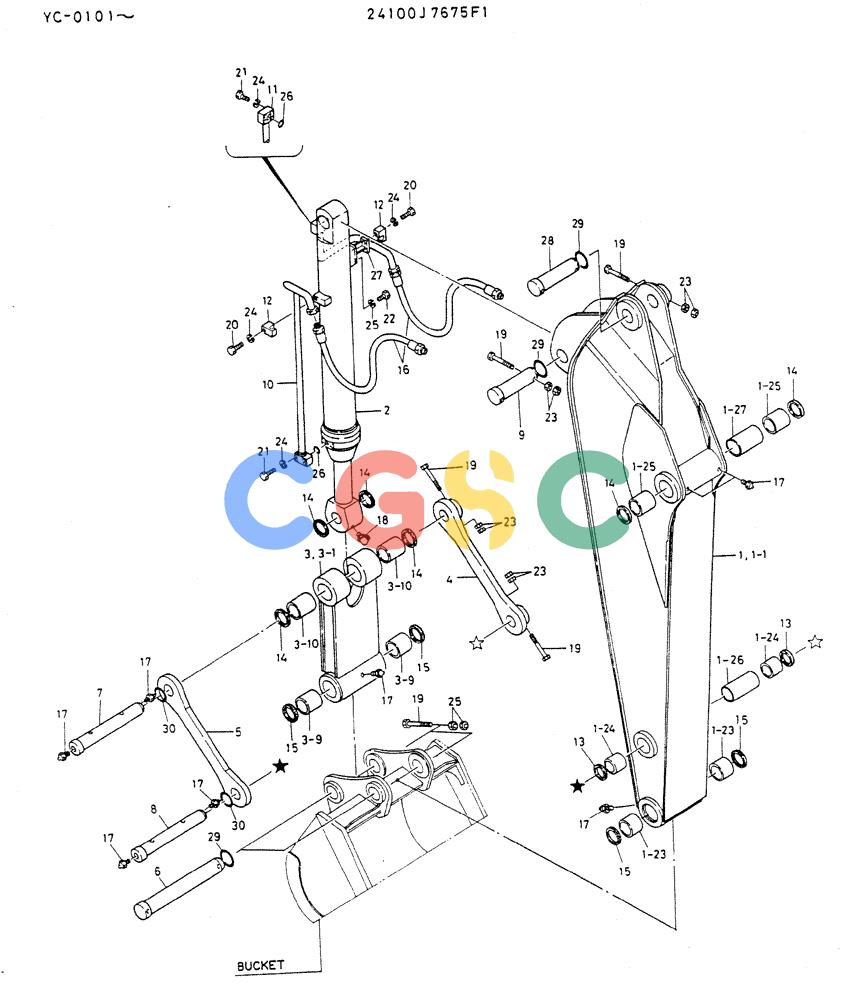 神钢零件查询(MD300LC) - EXCAVATOR BTW YC0101 - YC0300 (1/80-12/06) (08-036) - ARM ASSY, SHORT Kobelco