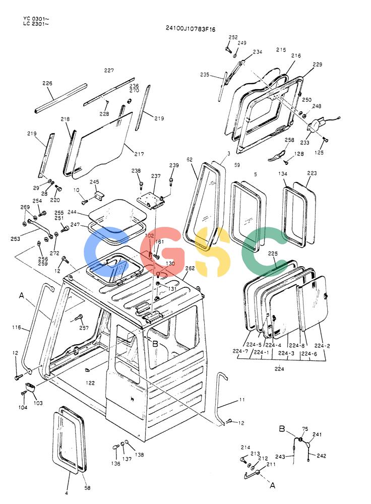 神钢零件查询(K912LC) - MARK II EXCAVATOR ASN YC-0301 (1/88-12/03) (02-005[01]) - CAB ASSY (FOR NORTH EUROPE) Kobelco